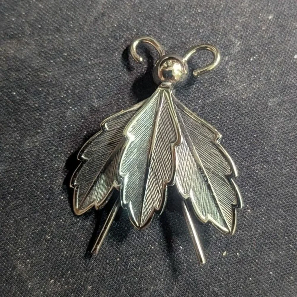 Bell‎ Trading Post Nickel Silver Vintage Insect Fly Leaf Wing Brooch Pin jewelry
